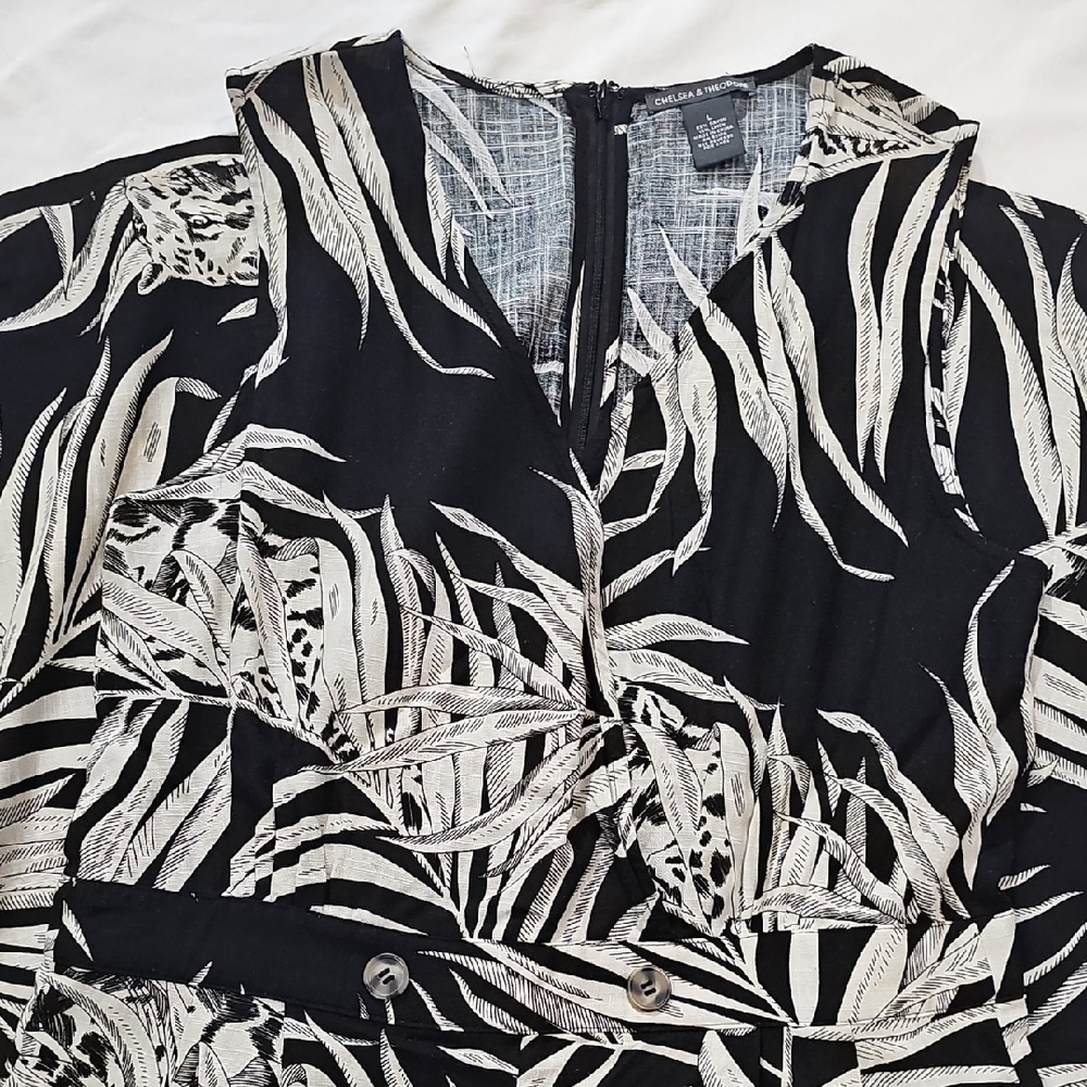 Chelsea & Theodore Monochrome Tropical Jumpsuit - Picture 3 of 5